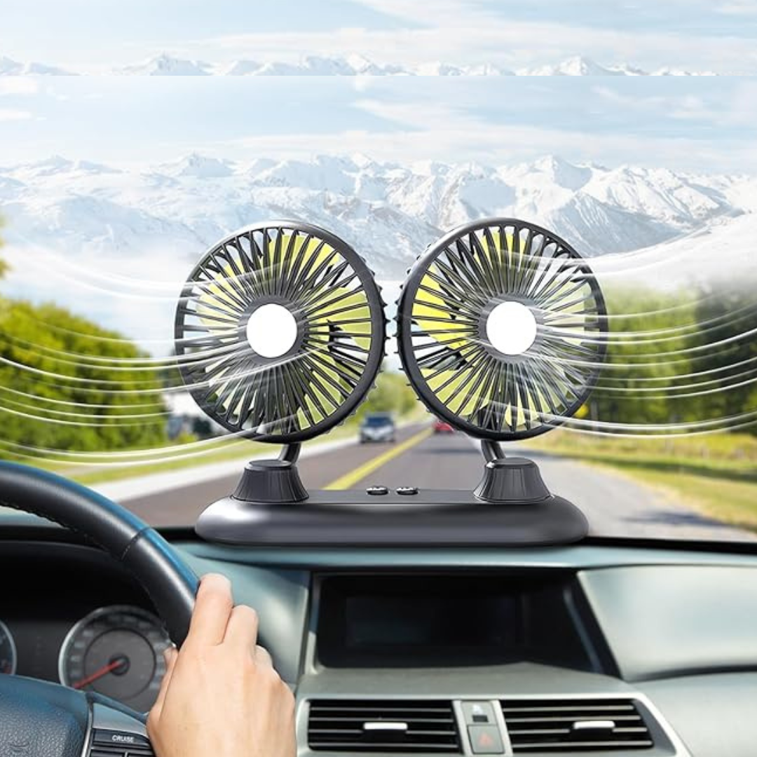 Dual Head Fan for Car | 360 Degree Rotatable Head, Suitable for all type vehicle