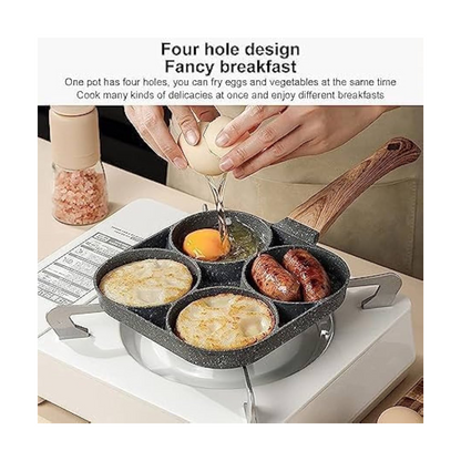 4-Holes Non-Stick Pan with Wooden Handle