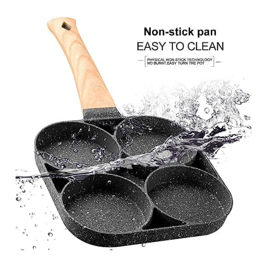 4-Holes Non-Stick Pan with Wooden Handle