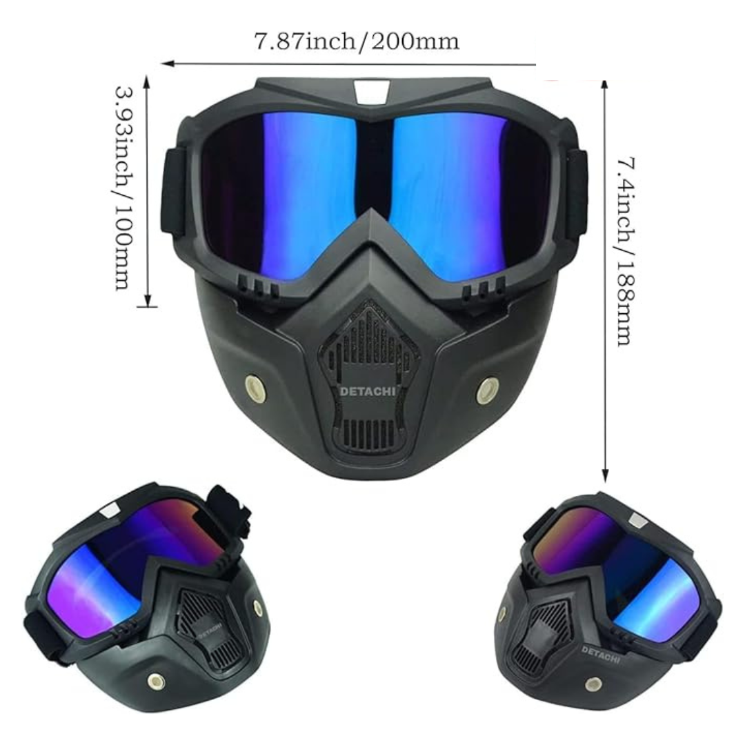 Goggles with Detachable Face Mask for Helmet