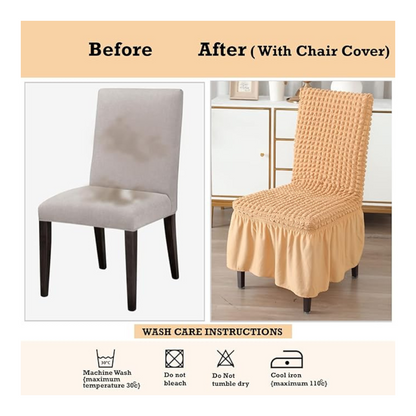 Bubble Frill Chair Cover | Stretchable Cover for Dining Chair