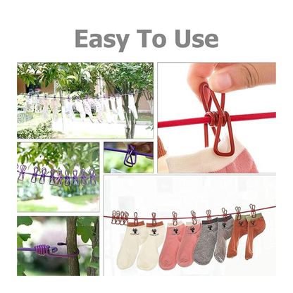 Buy 1 Get 1 Free Portable Clothing Clothesline with 12 Clips | Retractable Laundry Dryer