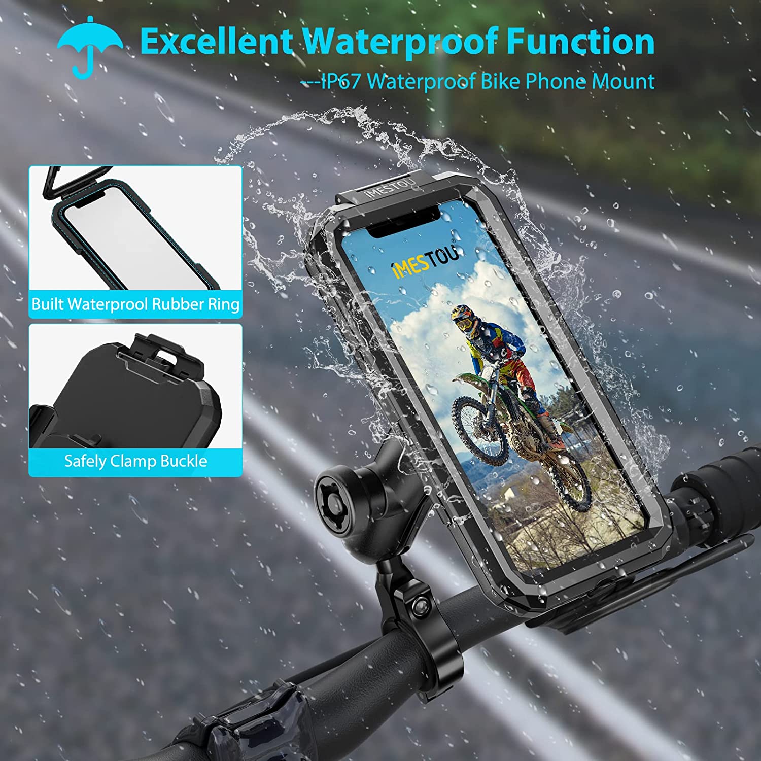 Waterproof AND dust proof Bicycle Motorcycle Phone Mount Box 360