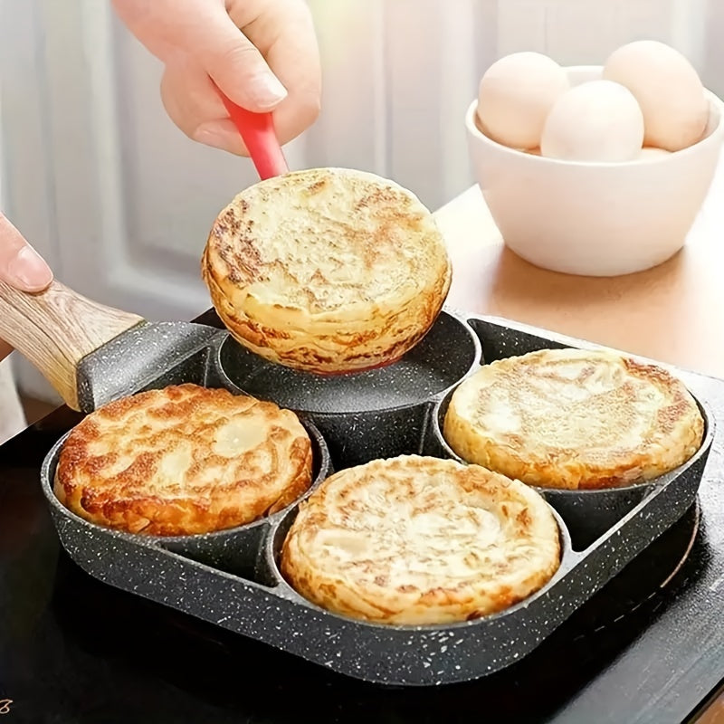 4-Holes Non-Stick Pan with Wooden Handle