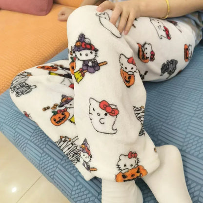 Hello Kitty Fleece Pajama Pants for Women | Double Elastic Soft Fabric Trousers