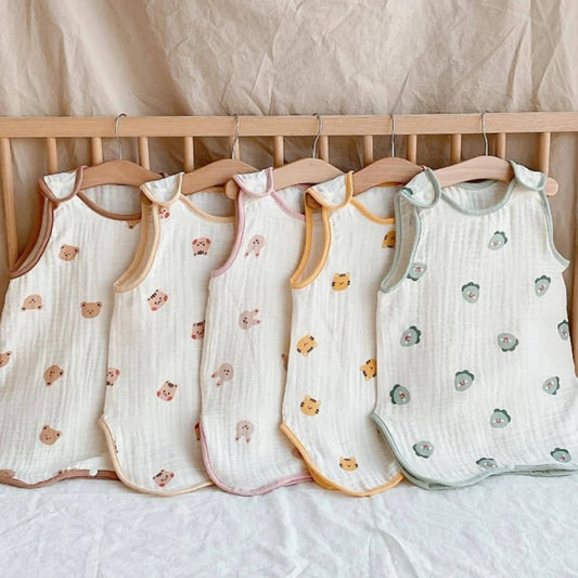 Buy 1 Get 1 Free Baby 100% Pure Cotton Gauze Sleeping Bag Sleeveless Vest for Summer