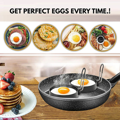 Set of 4 Stainless Steel Egg Fried Ring Nonstick Round Pancake and Egg Mold