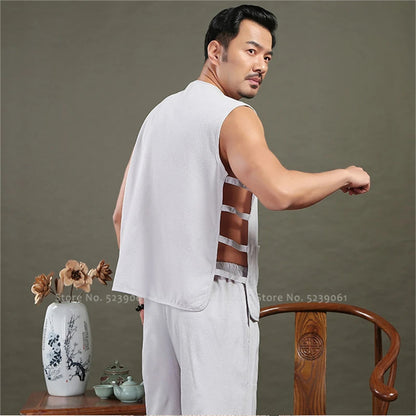 Classic Chinese Sleeveless Vest For Men, Cotton Kung Fu Vest