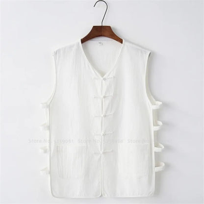 Classic Chinese Sleeveless Vest For Men, Cotton Kung Fu Vest