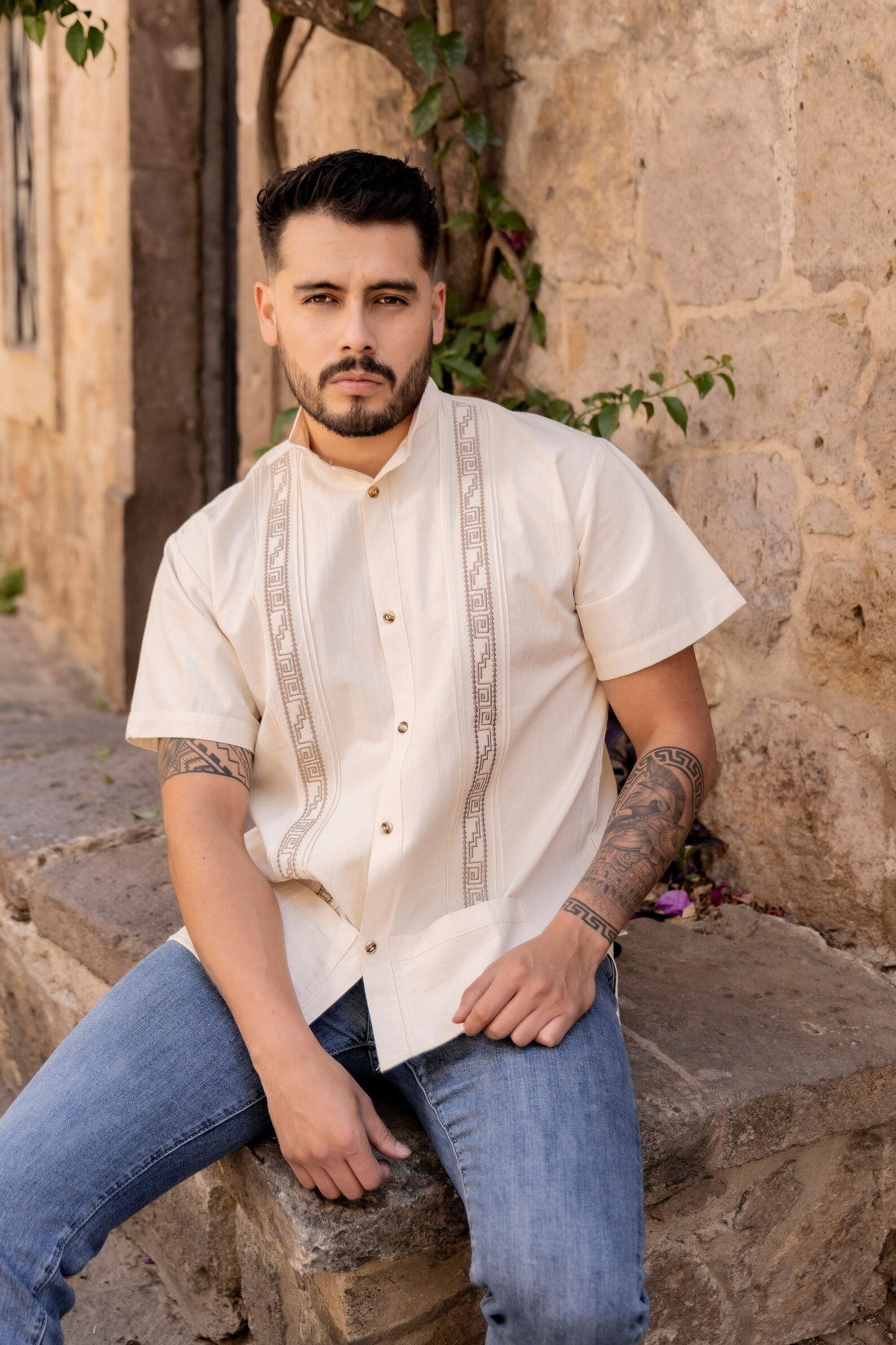Men's Mexican Embroidered Shirt | Button Up Casual Shirt
