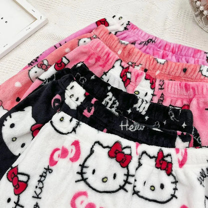 Hello Kitty Fleece Pajama Pants for Women | Double Elastic Soft Fabric Trousers