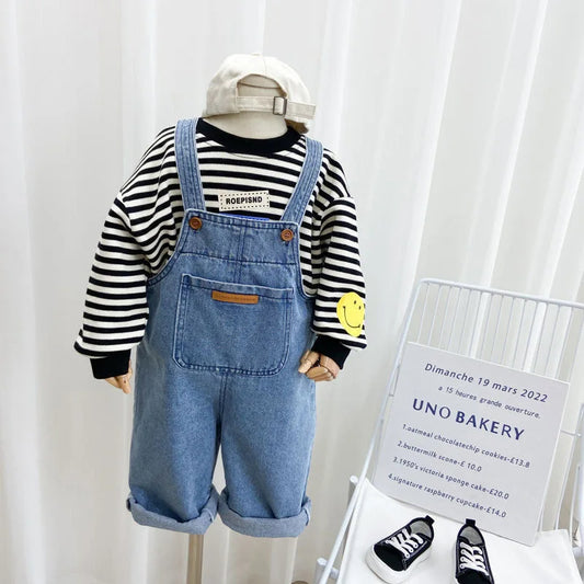 Unisex Kids Denim Dungaree | Premium Cotton Jumpsuit - hookupcart