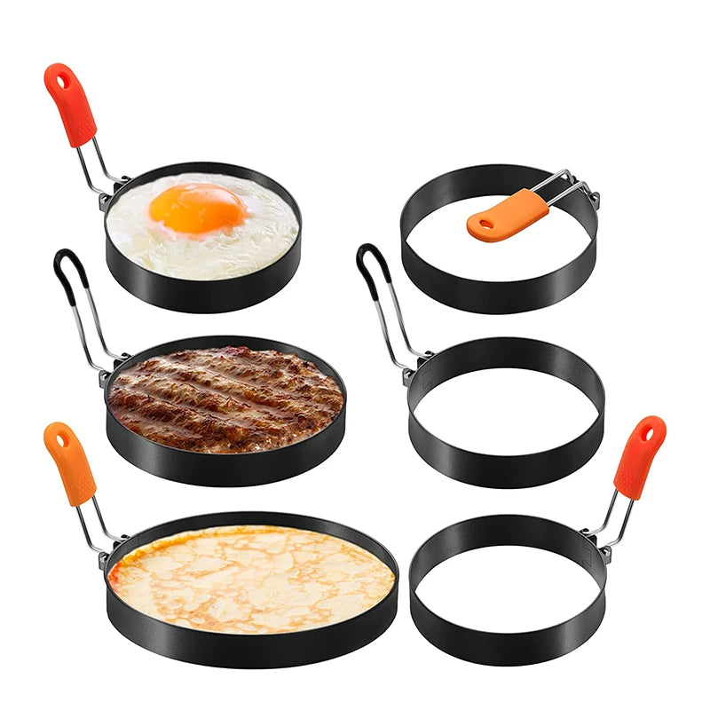 Set of 4 Stainless Steel Egg Fried Ring Nonstick Round Pancake and Egg Mold