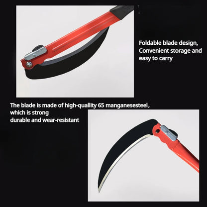 Strong Carbon Steel Long Handle Folding Sickle