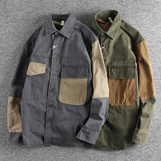 Men's Vintage Color Block Shirt | Casual Loose Shirt For Men - hookupcart