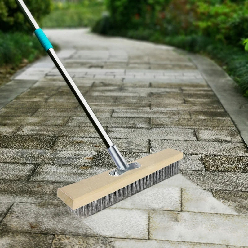 Stainless Steel Outdoor Broom Brush | Long Handle Floor brush