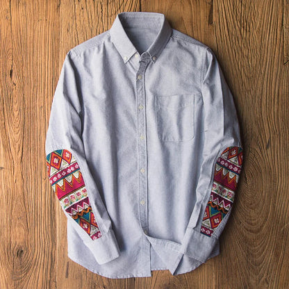 Cotton Patch Sleeve Shirt for Men