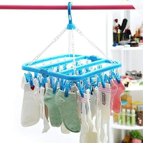 32 Clips Folding Clothes Hanger | Clothes Dryer Rack