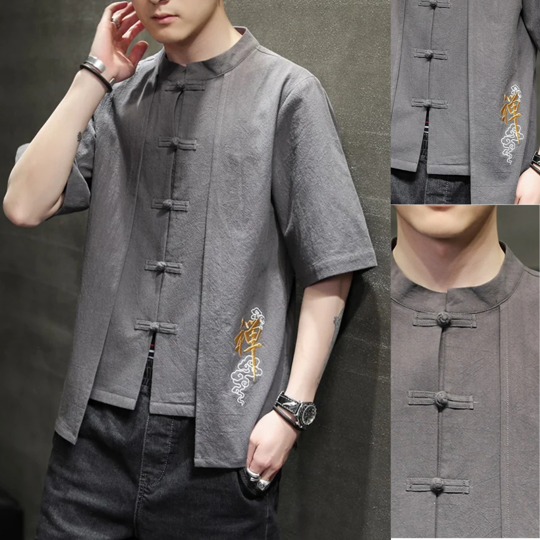 Traditional Chinese Shirt for Men | Men's Linen Short Sleeve Shirt