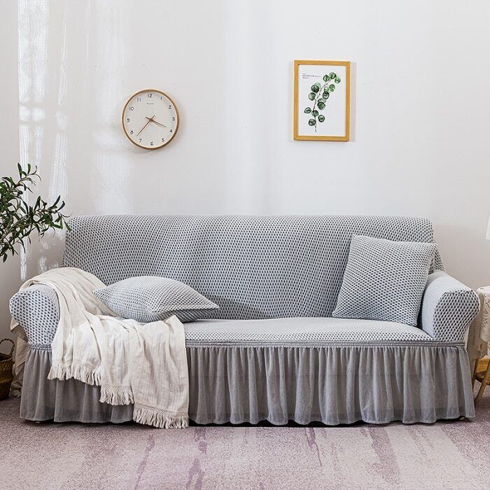 Bubble Sofa Cover With Frill | Stretchable Sofa Slipcover