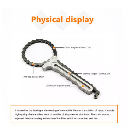 Universal Chain Wrench | Heavy-Duty Chain Wrench Oil Filter Tool