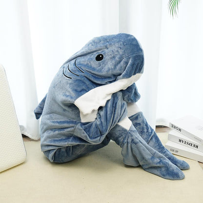 Wearable Shark Blanket Hoodie | Adult shark fleece blanket