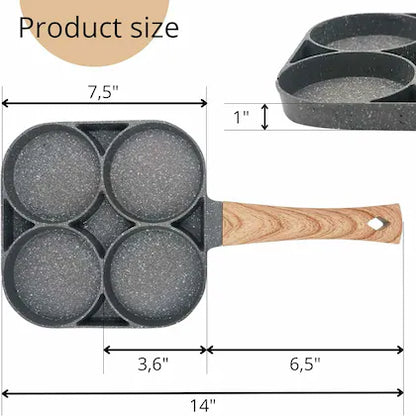 4-Holes Non-Stick Pan with Wooden Handle