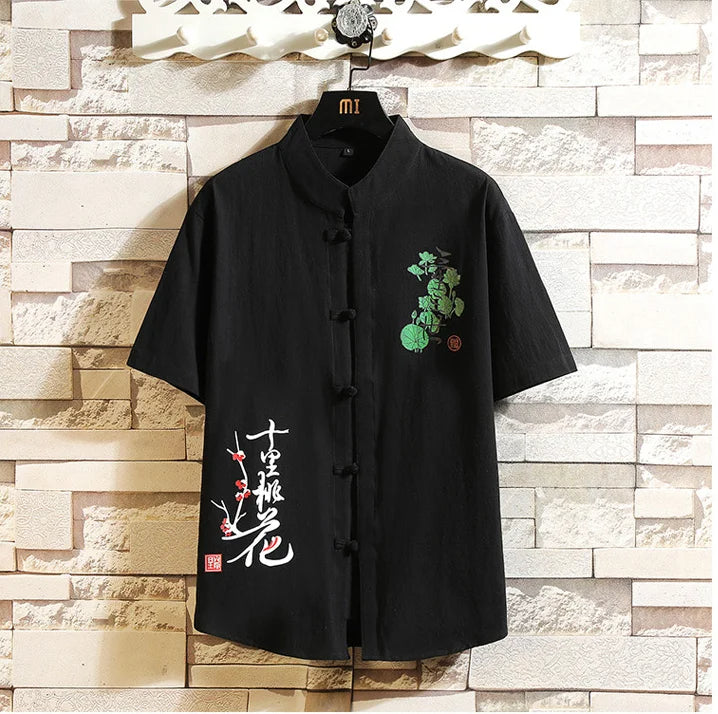 Traditional Chinese Shirt for Men, Short Sleeves Hanfu Shirt